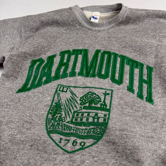 Vintage Tultex Dartmouth College Sweatshirt Gray Green Puff Print USA Large - Picture 4 of 6